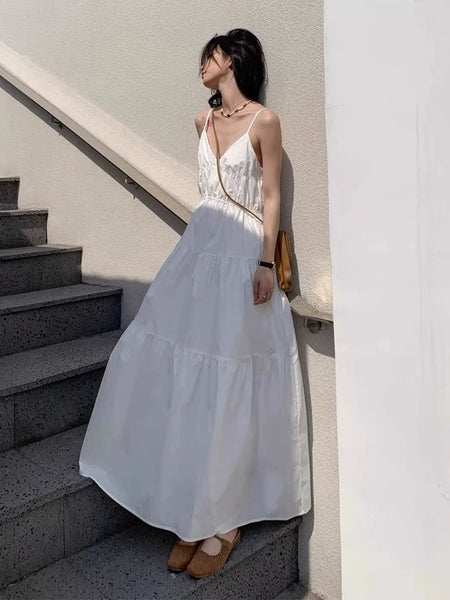 Tea Break French First Love White Slip Dress Women's Summer 2024 New Resort Style High-end Temperament Long Skirt